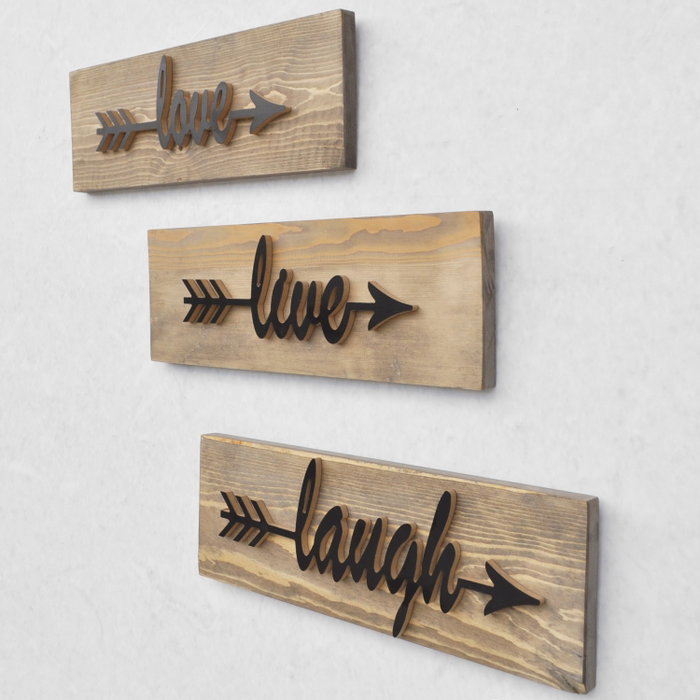 Hanah Home Accesorio Decorativo de Pared de Abeto, 3 Piezas, Nogal